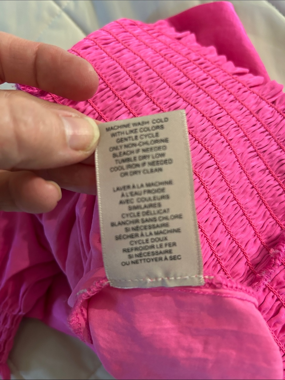 philosophy Hot Pink V-Neck Puff Sleeve Smocked Waist Blouse - Picture 5 of 5